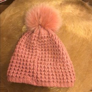 Pink Puff Fox fur hat
